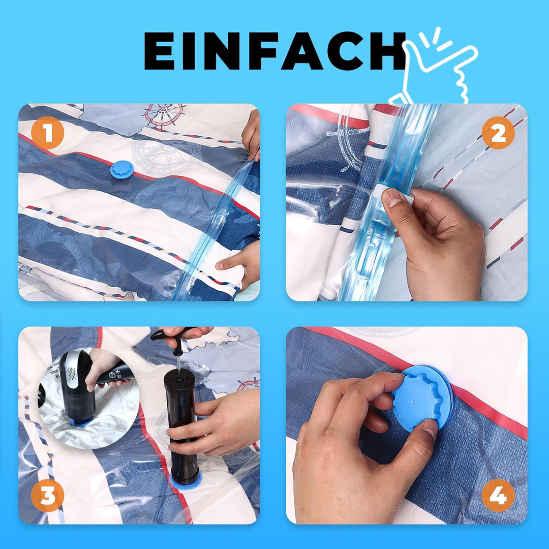 Die Vakuumbeutel für Kleidung und Bettdecken von figg (6er Set 2x XXL, 2x L und 2x S) - 6 Vakuumierb