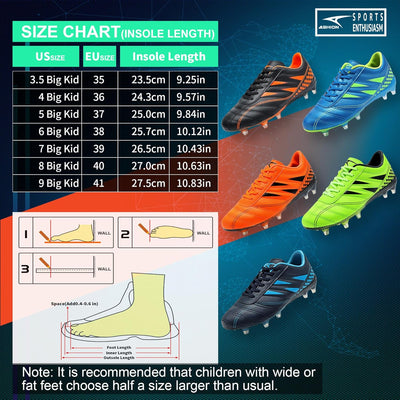 Littleplum Fussballschuh Kinder Footballschuhe Outdoor Athletic Soccer Schuhe 34 EU A Schwarz Blau,