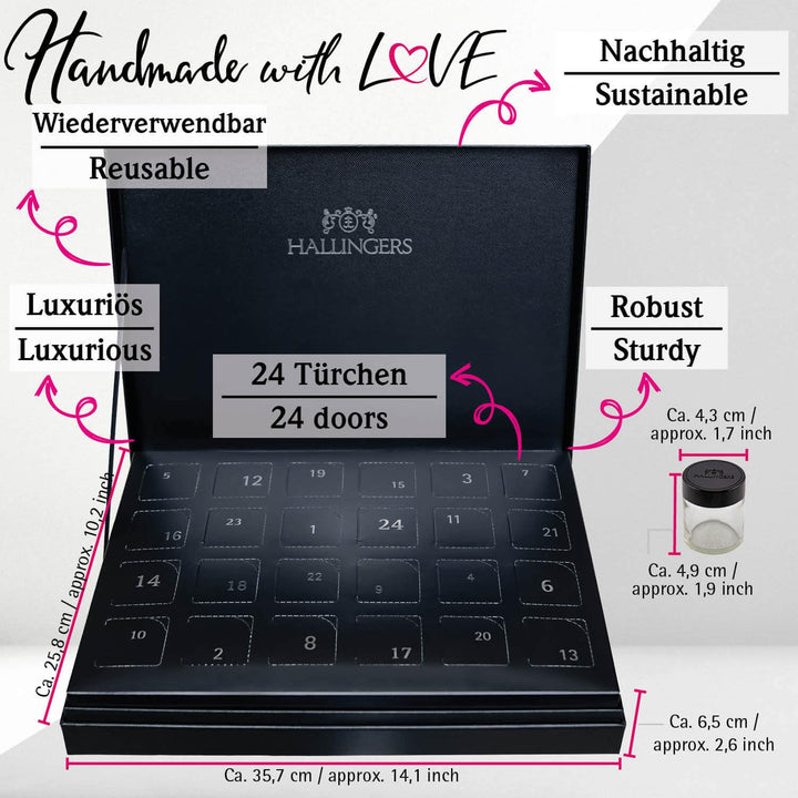 Hallingers Nostalgische Altstadt - Gewürz Adventskalender handmade, 24 Gewürze aus aller Welt (Set)