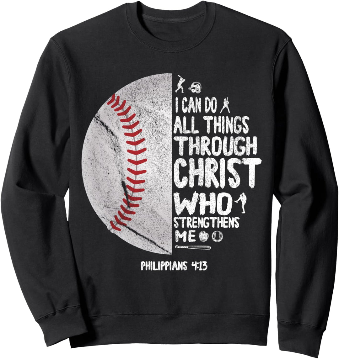 Ich Kann Alle Dinge Durch Christus Tun Philipper Softball Sweatshirt