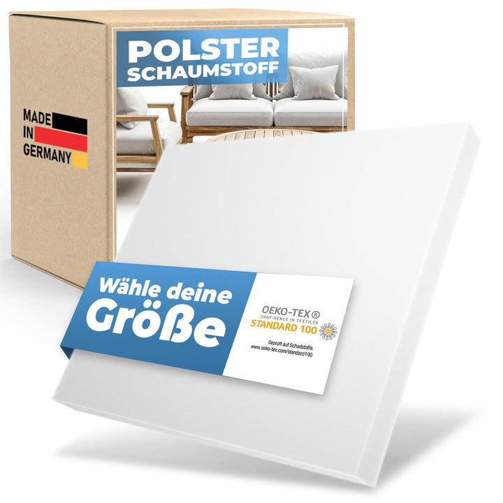 saarschaum Polster Schaumstoff für Sitzkissen • Komfortschaum • Zuschnitt 40 x 40 x 6 cm • RG 35/55,