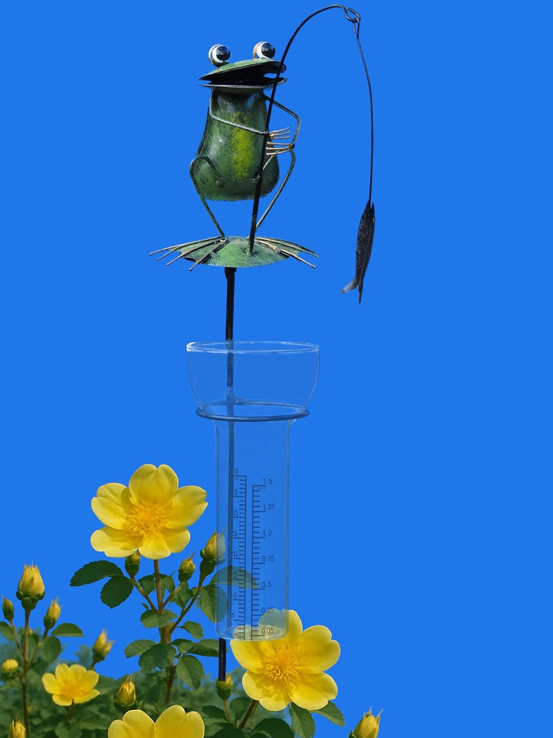Pommerntraum ® | Regenmesser Niederschlagsmesser Pluviometer Gartendekoration Gartenstecker (Frosch