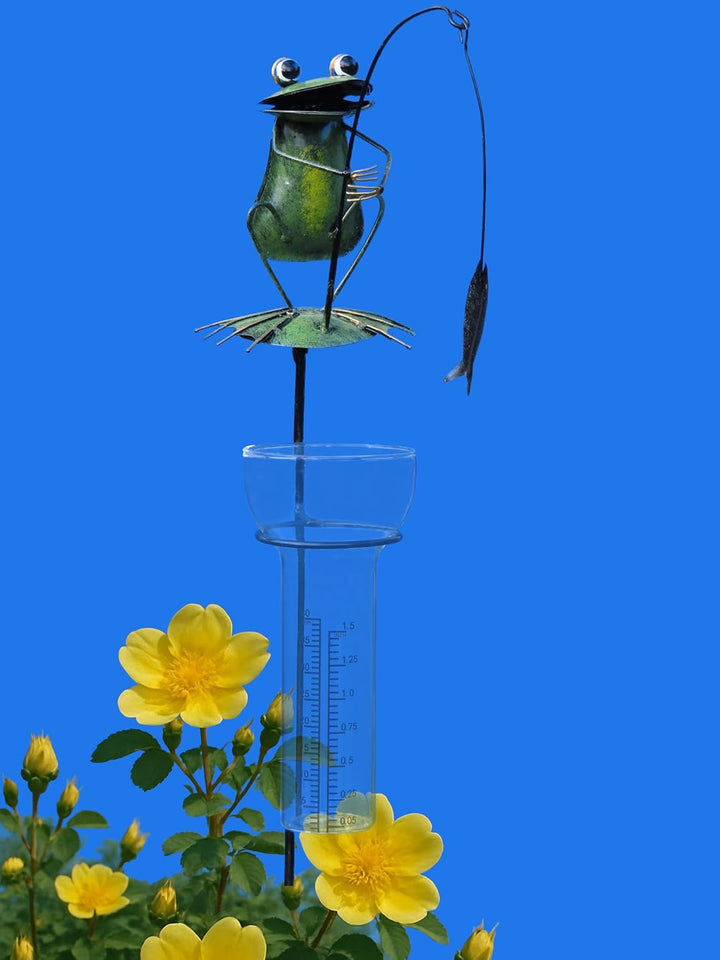 Pommerntraum ® | Regenmesser Niederschlagsmesser Pluviometer Gartendekoration Gartenstecker (Frosch