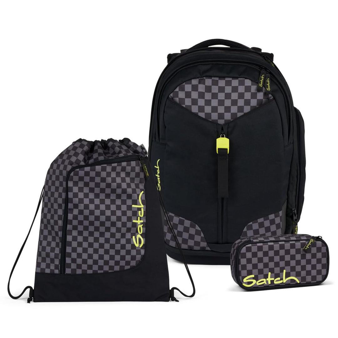 Satch Match Schulrucksack Set 3tlg. inkl. Schlamperbox und Sportbeutel Dark Skate, Dark Skate