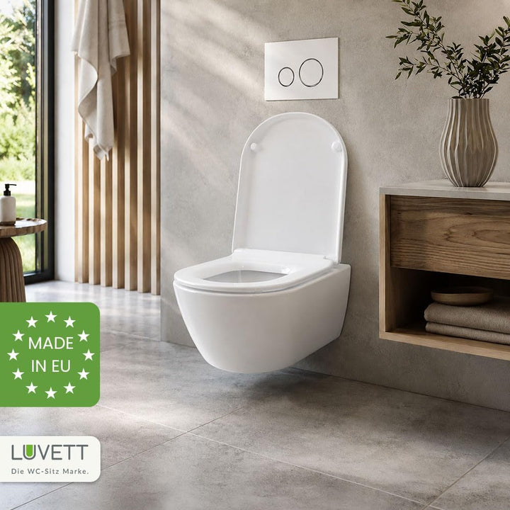 LUVETT® D900 Toilettendeckel mit Absenkautomatik D Form Weiss - SoftClose Klodeckel Abnehmbar - Klob