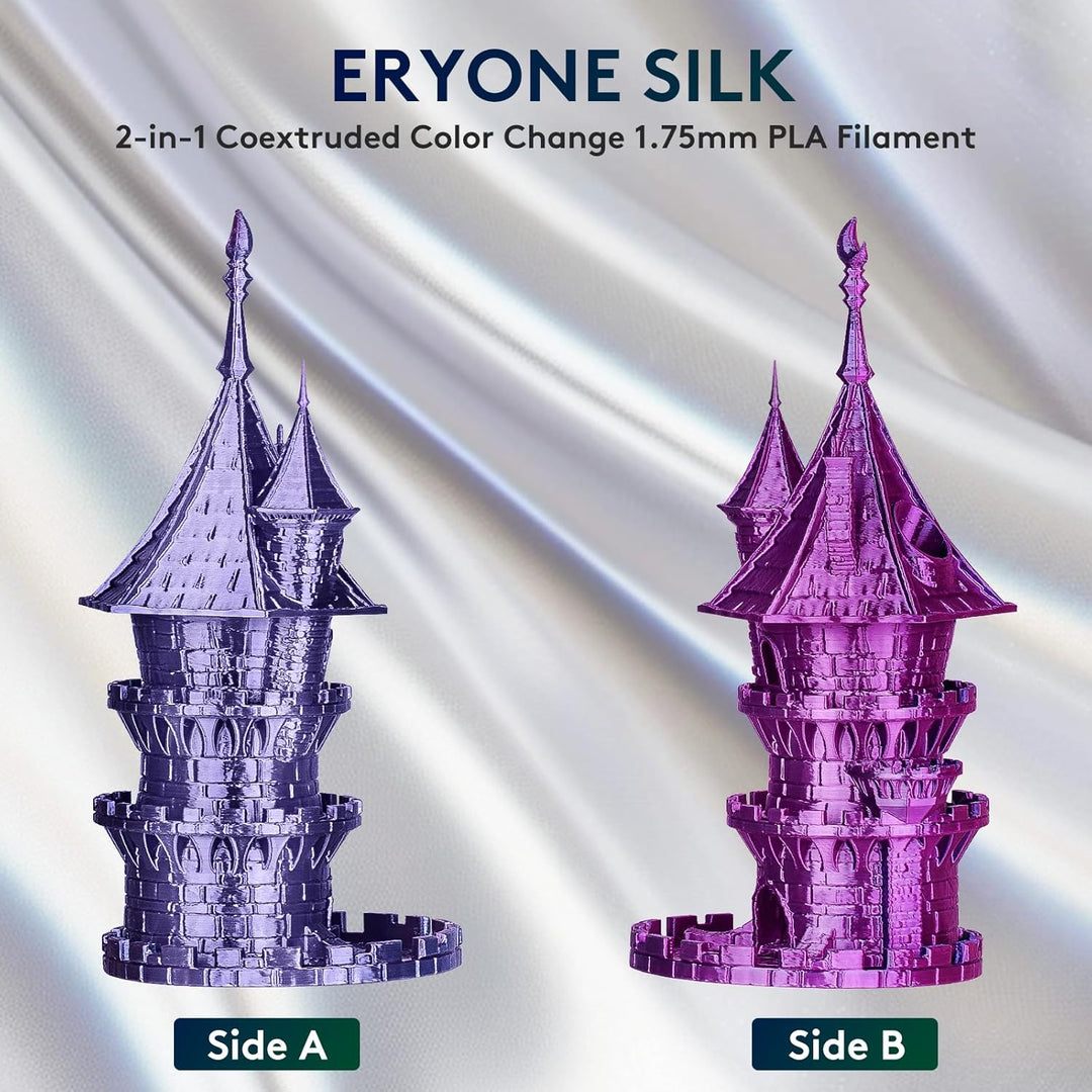 ERYONE Dual Seiden PLA Filament 1.75mm,Co-Extrucsion PLA Seiden Filament für 3D Drucker +/- 0,03 mm,