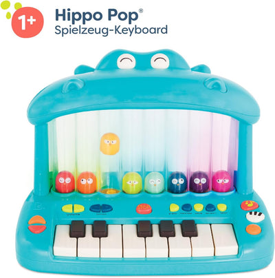 Land of B. Hippo Spielzeug Keyboard mit Lichtern und Liedern, Piano, Musikspielzeug, Musikinstrument
