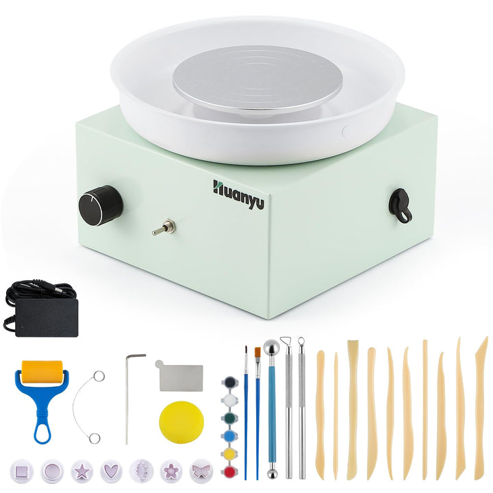 Huanyu Töpferscheibe 10cm Mini Elektrische Töpferscheibe Kleine Töpferscheibe für Anfänger 0-2000RPM