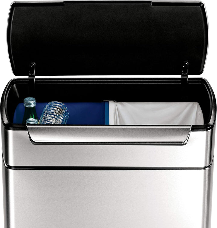 simplehuman CW2018 48 Liter, touch-bar Recycler Abfalleimer, Mülltrennsystem 2 Fach, Mülleimer Küche