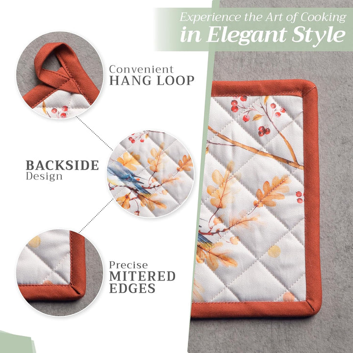 Maison d' Hermine Hot Pads Topfhalter aus 100% Baumwolle mit Schleife, hitzebeständiges Set mit 2 To