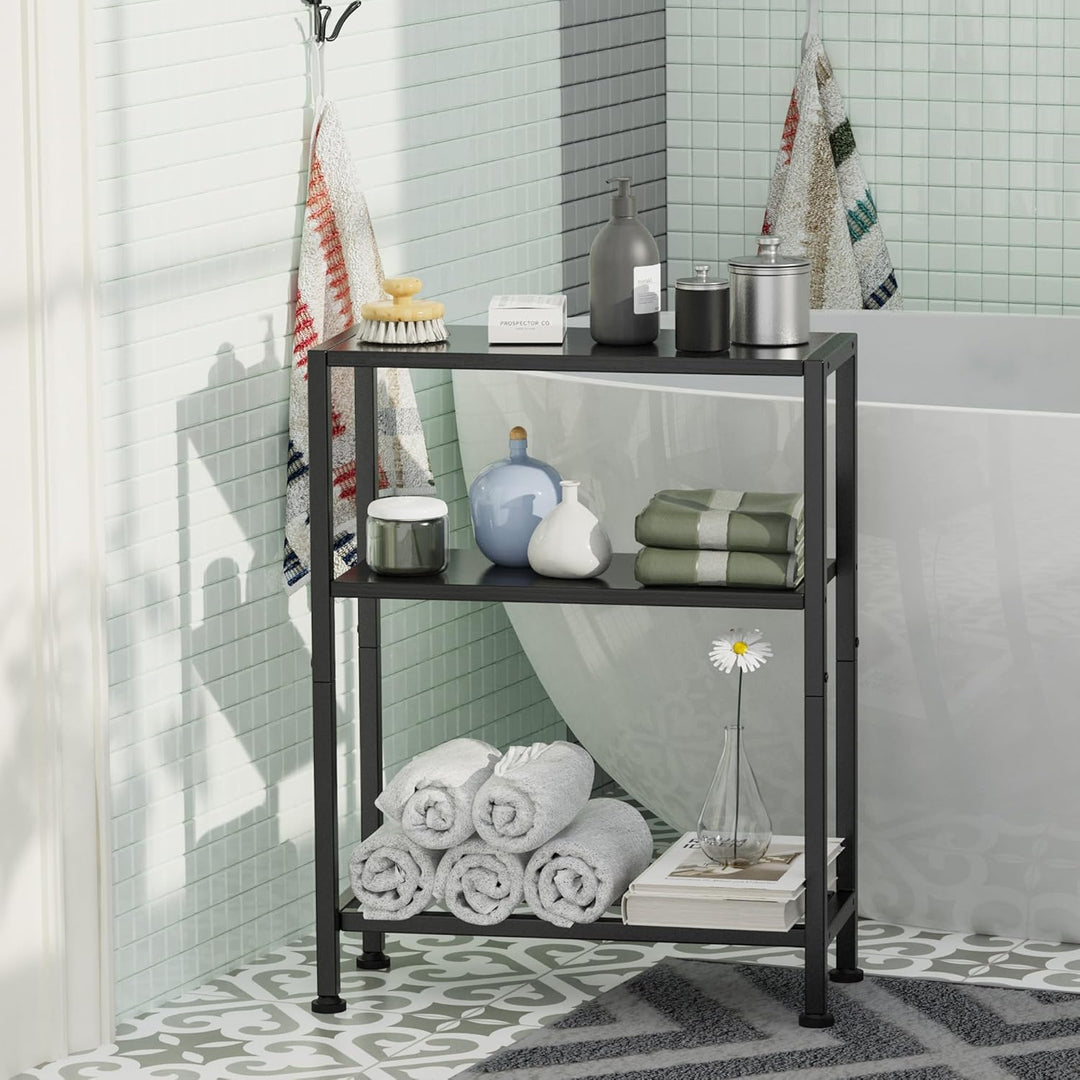 Schmaler Beistelltisch, Nachttisch, 2er Set, 3 Ablagen Nachttisch Schmal mit Stauraum, sofa beistell