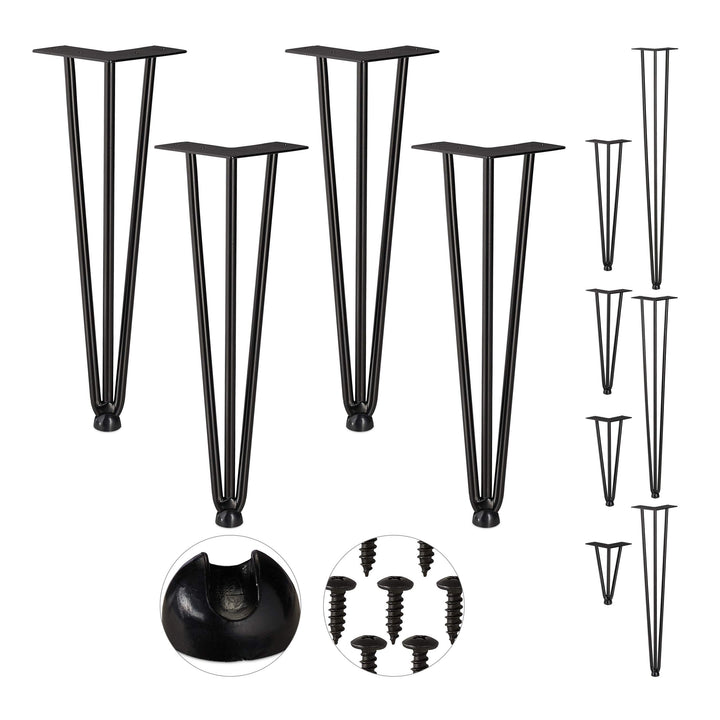 Relaxdays Hairpin Legs, 4er Set, 3 Streben, Metall, Haarnadel Tischbein für Hocker, Tisch & Schrank,