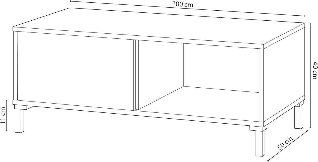 Habitdesign Couchtisch, Melamin Holz, Eiche Nodi und Anthrazit, Pequeña