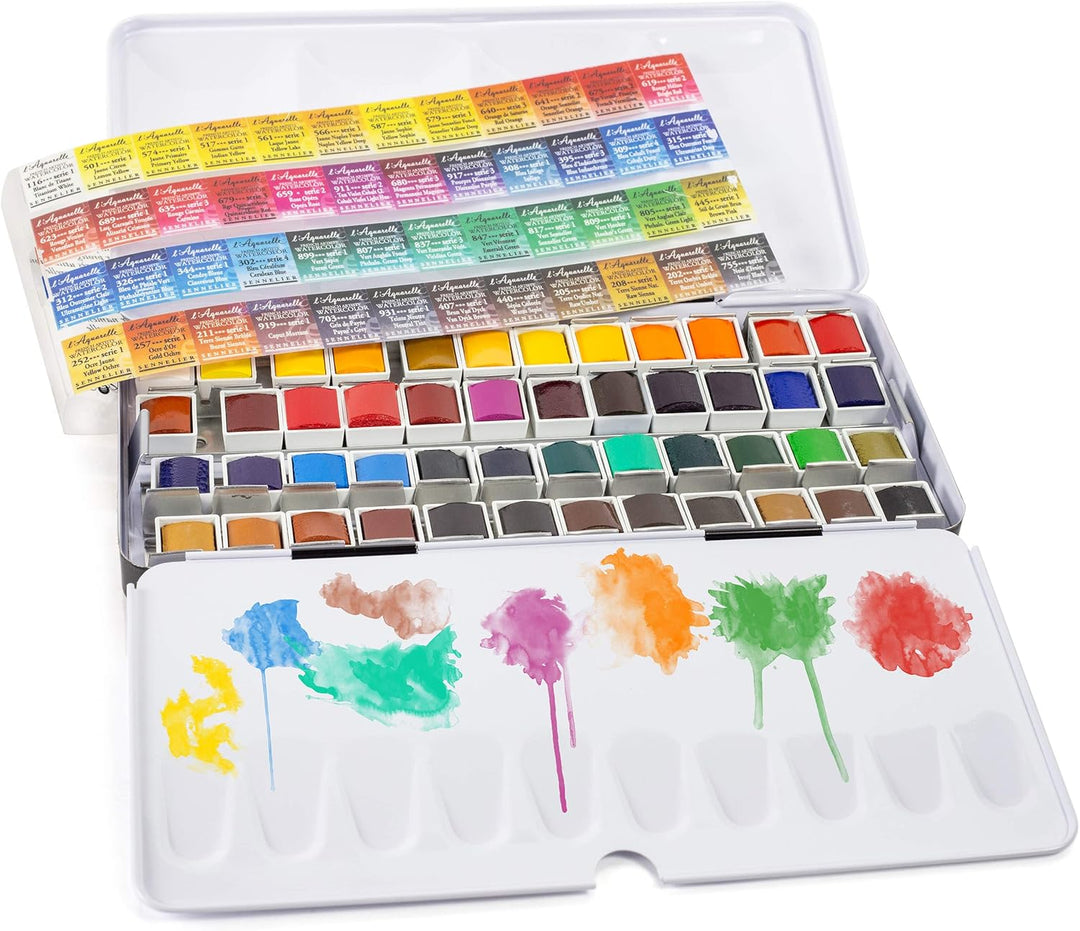 Sennelier l'Aquarelle Watercolour Metal Tin of 48 Half Pans Classic Set