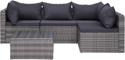 Tidyard 5-TLG. Garten-Sofagarnitur Mit Polstern & Kissen Gartensofa-Set Gartengarnitur Gartenset, PE