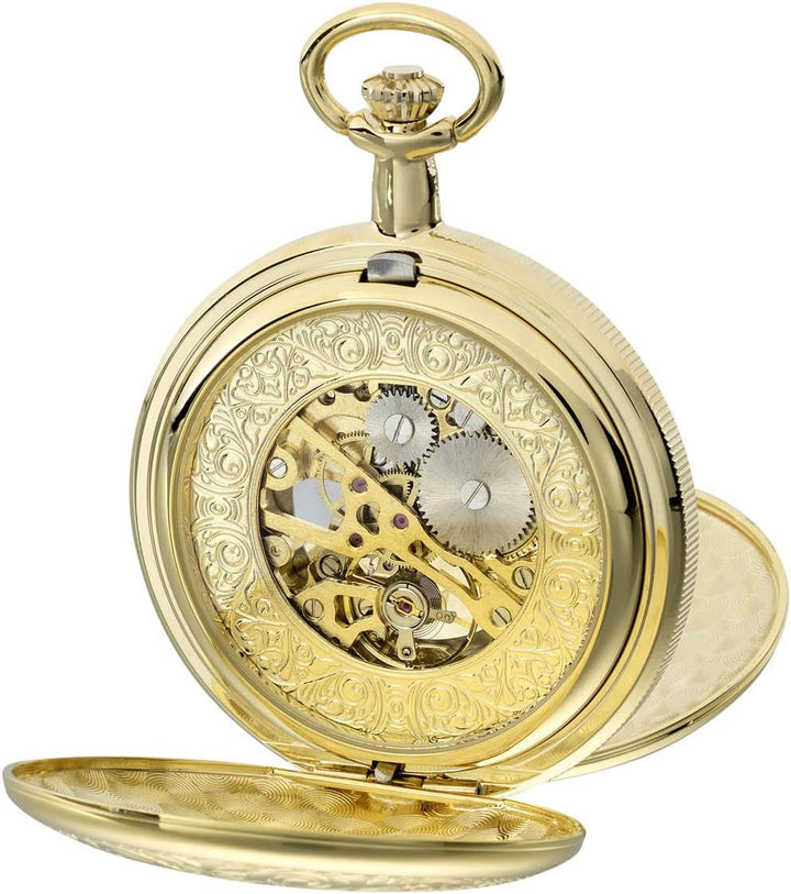 Eichmüller Since 1950 Taschenuhr Mechanisch Handaufzug Skelettwerk incl. Kette 8214-01