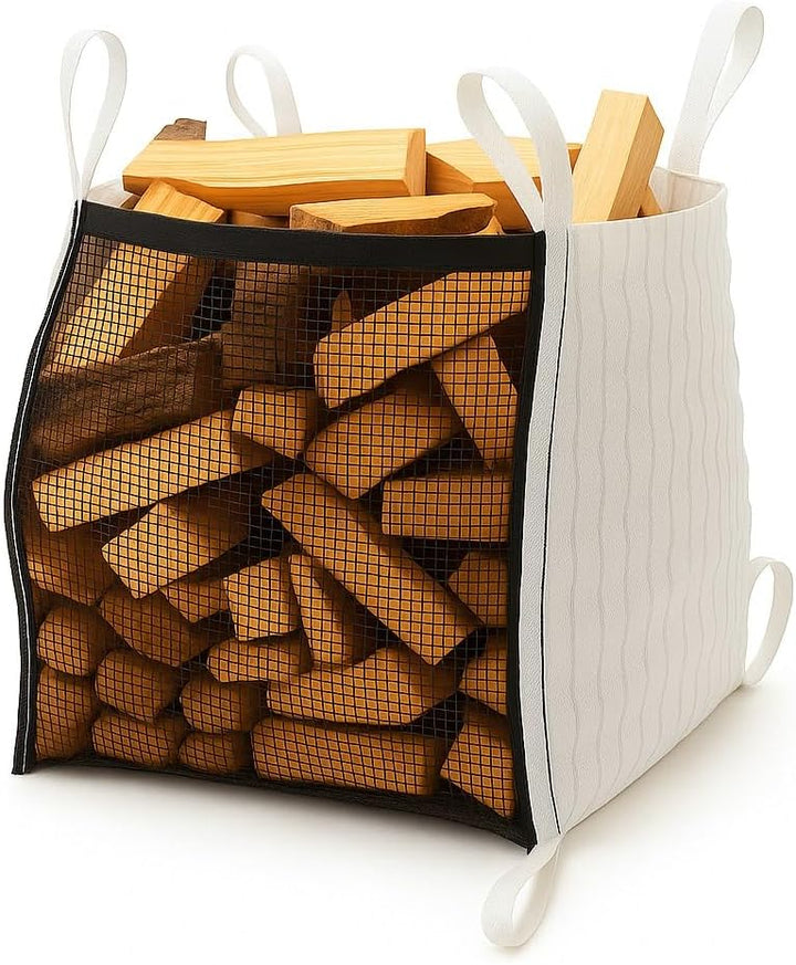 Woodbag Holz Big Bag Netzgewebe und Lüftungsgewebe mit Ventilationsstreifen geschlossener Boden 100x
