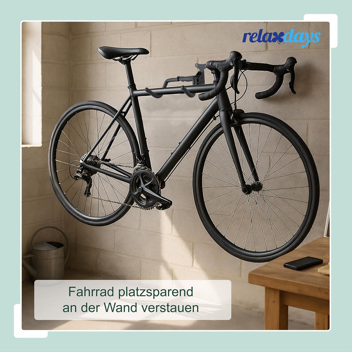 Relaxdays Fahrrad Wandhalterung, klappbar, 50 kg, Wohnung & Keller, HBT: 18x27,5x33 cm, Fahrradhalte