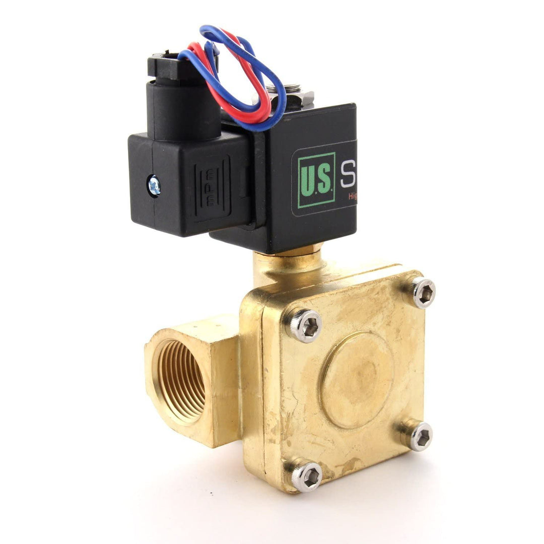 U.S. Solid 3/4" G 230V AC Messing Magnetventil für Wasser Luft Gas Öl, NC, VITON, 0,1-16 Bar, Vertik