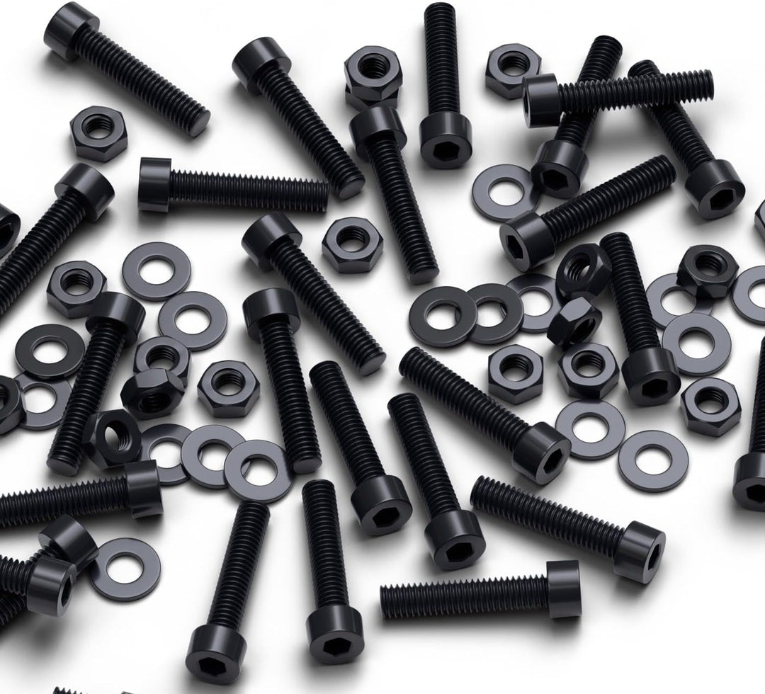 50 x Schwarze Nylon-Inbusschrauben, M4 x 20mm, Kunststoff Maschinenschrauben, Kunststoffschrauben, M