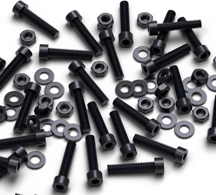 50 x Schwarze Nylon-Inbusschrauben, M4 x 20mm, Kunststoff Maschinenschrauben, Kunststoffschrauben, M