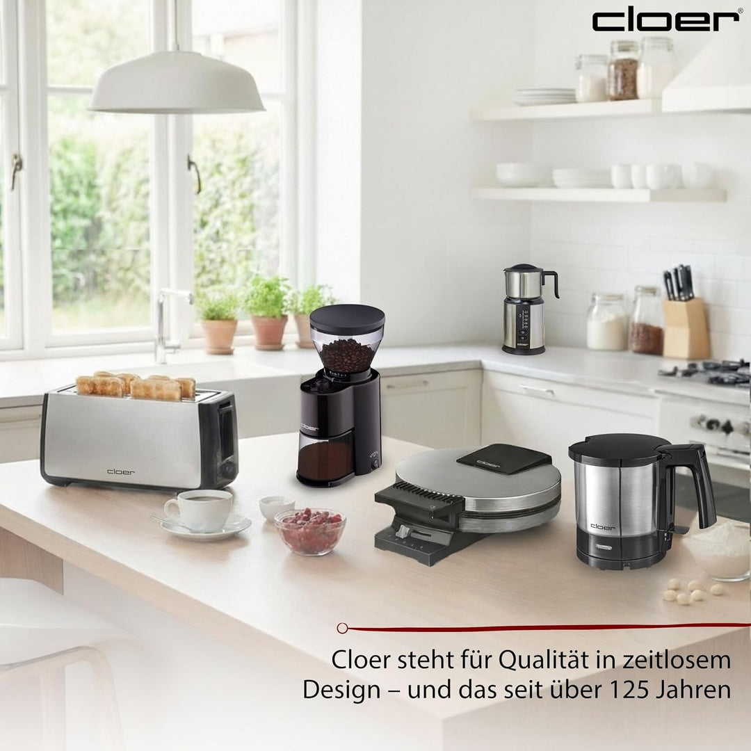 Cloer 4720 Wasserkocher, 2000 W, innen liegende Füllmengenmarkierung, Trockengeh- und Überhitzungssc