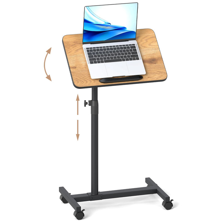 COSTWAY Betttisch auf Rollen höhenverstellbar, Pflegetisch mit neigbarer und 360° drehbarer Tischpla