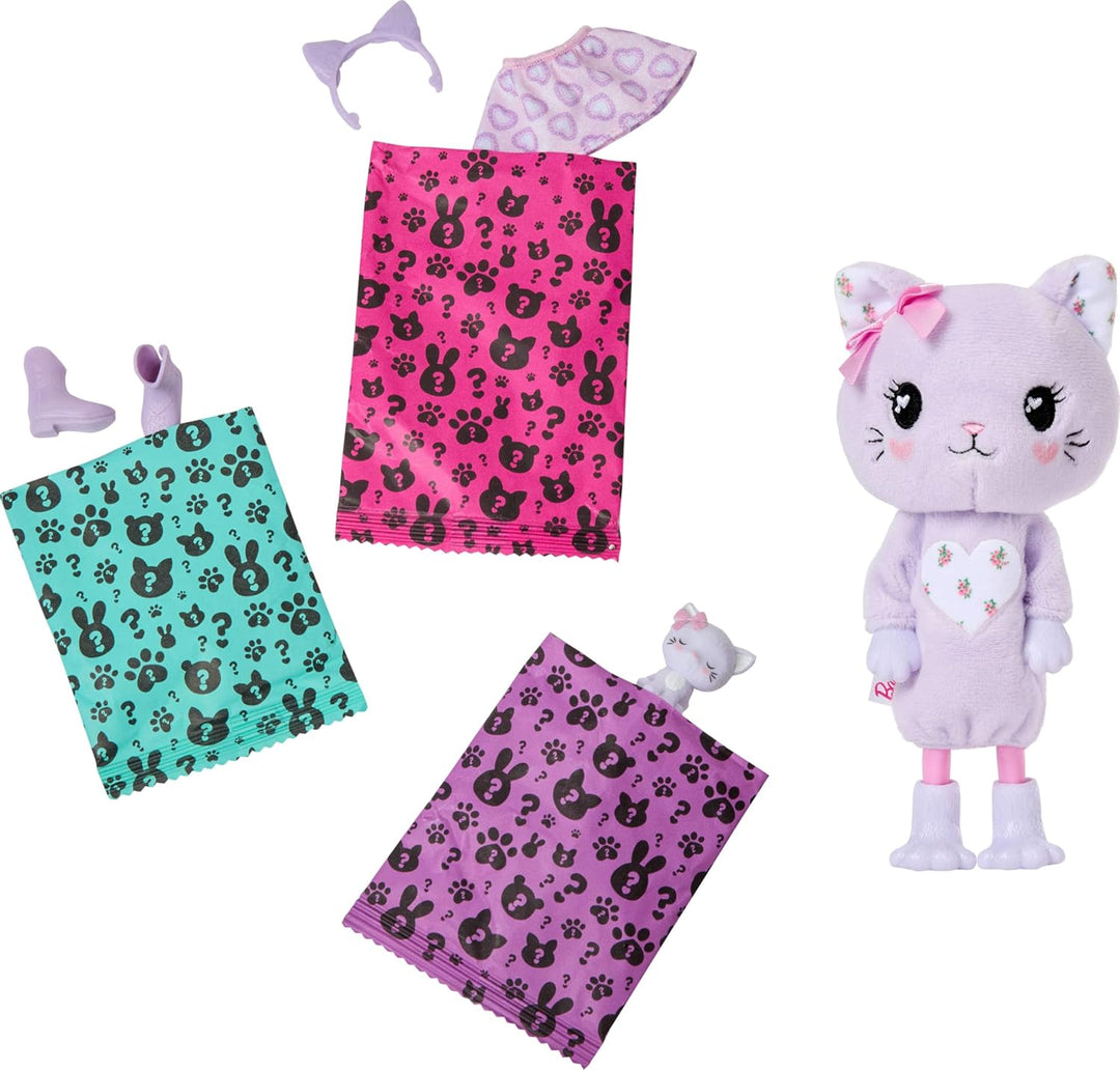 Barbie Cutie Reveal Glücksbärchis kleine Chelsea-Puppe und Zubehör, Serie 2 mit Plüschkostüm und 6 Ü