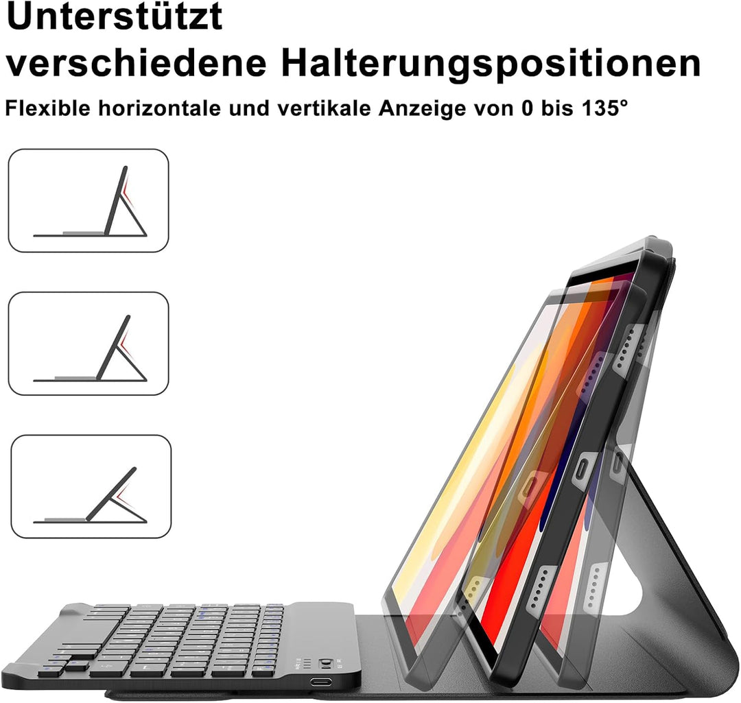 IVEOPPE Tastatur Hülle für Xiaomi Redmi Pad SE 11'', Deutsches QWERTZ-Layout, Bluetooth Abnehmbare T