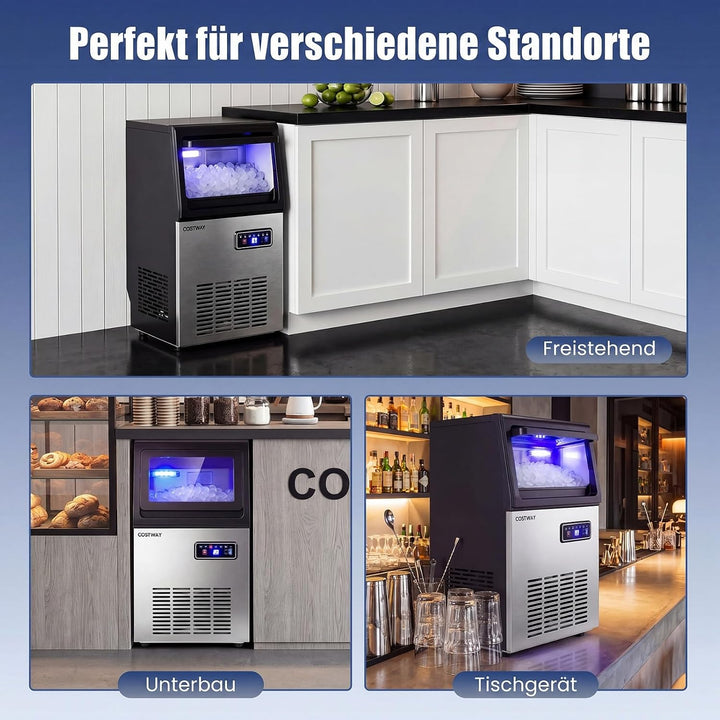 COSTWAY Gewerbliche Eiswürfelmaschine aus Edelstahl, Eiswürfel 41kg/24 Std. Modell 2, Modell 2