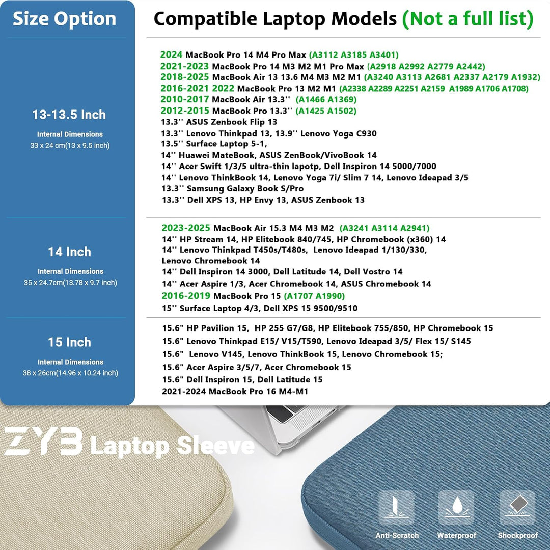 ZYB 16 Zoll Laptoptasche Hülle für 2021-2026 MacBook Pro 16 M5 M4 M3 M2 M1,Mac Pro 15,Notebook Tasch