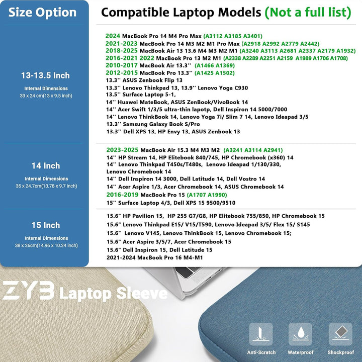 ZYB 16 Zoll Laptoptasche Hülle für 2021-2026 MacBook Pro 16 M5 M4 M3 M2 M1,Mac Pro 15,Notebook Tasch