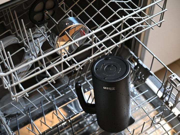 Tiken 1L French Press Edelstahl Double-Wall Vakuum Thermo Kaffeebereite Spülmaschinenfest Silver, Si