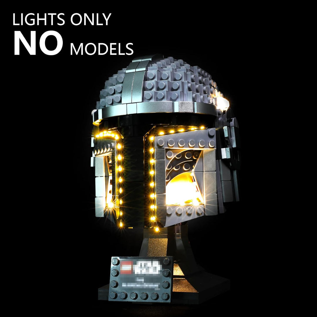 LED Lichtset kompatibel mit LEGO 75328 Star Wars Der Mandalorianer Helm – Beleuchtungsset für Helm-M