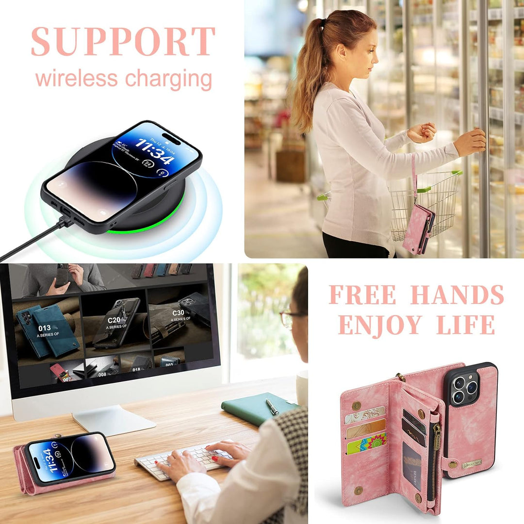 UFinetech iPhone 14 Pro Hülle, Flip Leder TPU Stossfeste Kartenfach Tasche Handyhülle iPhone 14 Pro(