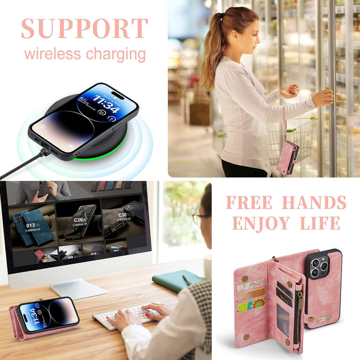 UFinetech iPhone 14 Pro Hülle, Flip Leder TPU Stossfeste Kartenfach Tasche Handyhülle iPhone 14 Pro(