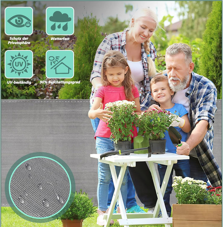 Zaunblende Sichtschutz für Zaun &amp; Balkongeländer, Schattiernetz Gartenzaun, Schattennetz, 150g/㎡ HDP