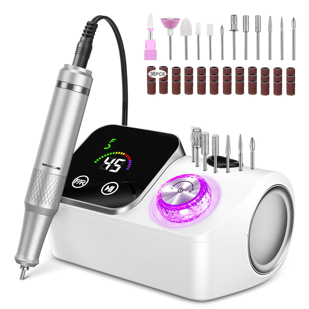Elektrischer Nagelfeile Nagelfräser für Gelnägel, 45000 U/min Nagelfräser Professioneller mit LCD-An