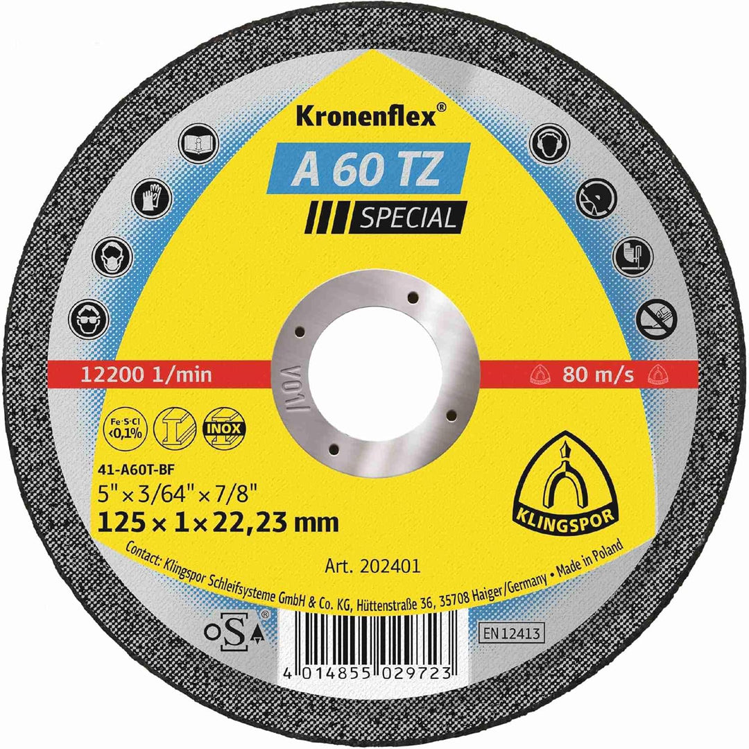 Klingspor 202400 A 60 TZ SPECIAL, Trennscheibe Spezial, Verpackungseinheit 25, 115X1X22,23, G, 25 11