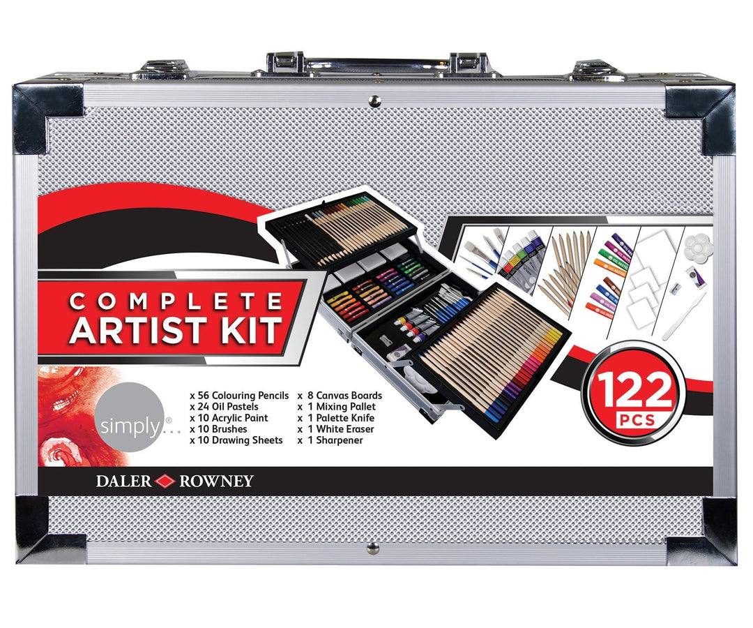 Daler Rowney SIMPLY Valisette complet de 122 pieces en métal pour artiste, 122 Pieces