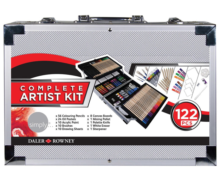 Daler Rowney SIMPLY Valisette complet de 122 pieces en métal pour artiste, 122 Pieces