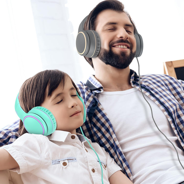 RORSOU R10 Over-Ear Kopfhörer mit Mikrofon, Leichtgewichtige klappbare Stereo-Bass-Headset mit 1,5 m