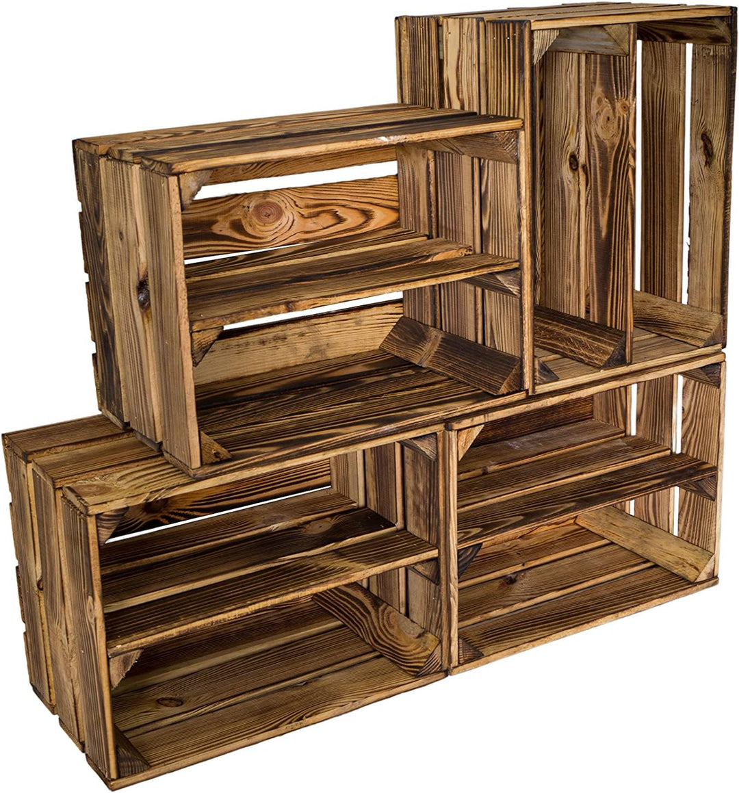 geflammtes Schuhregal Bella Mini für Kinder mit Zwischenbrett 40 x 30 x 25 cm/Apfelkisten Weinkisten