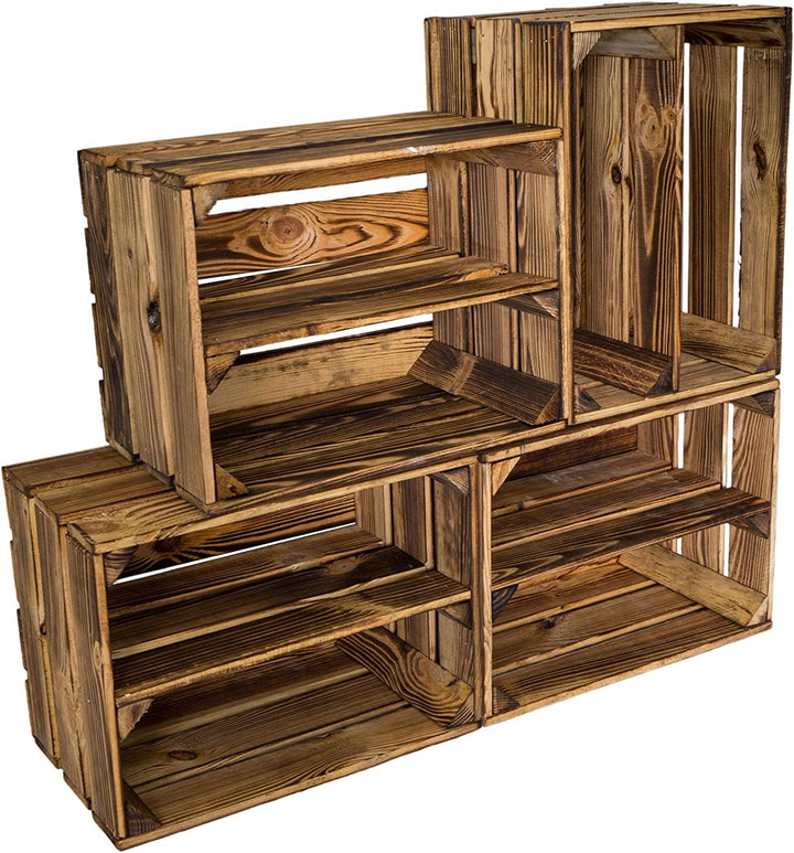 geflammtes Schuhregal Bella Mini für Kinder mit Zwischenbrett 40 x 30 x 25 cm/Apfelkisten Weinkisten