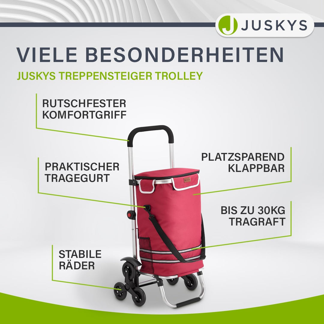 Juskys 3in1 Einkaufstrolley für Treppen - 56 L, modern & klappbar - Treppensteiger Trolley zum Shopp