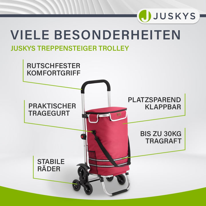 Juskys 3in1 Einkaufstrolley für Treppen - 56 L, modern & klappbar - Treppensteiger Trolley zum Shopp