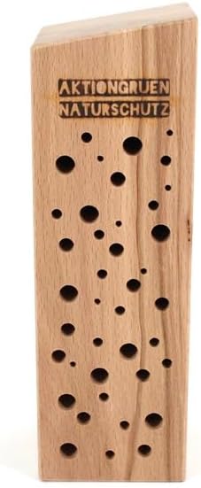 Insektenhotel/Bienenhaus/Nisthilfe aus Buche Massivholz für Wildbienen & solitär lebende Wespen