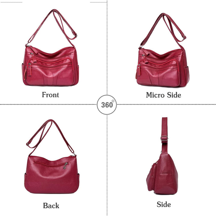 PORRASSO Damen Umhängetasche Casual Schultertasche Leder Wasserdicht Messenger Bag Handtasche für Ar