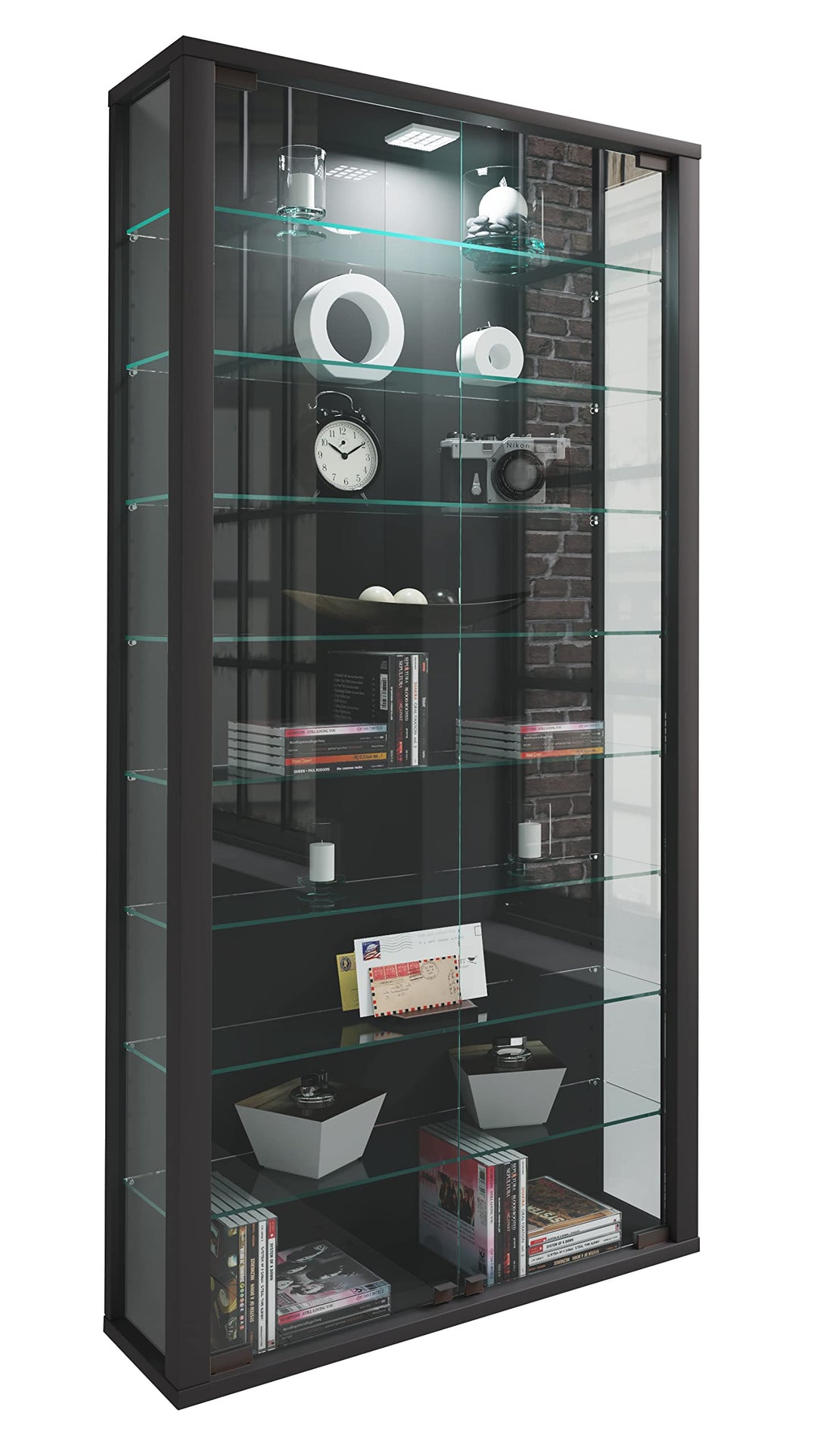 VCM Glasvitrine hängend | Vitrine Glas mit ESG-Sicherheitsglas | Masse: H. 114 x B. 59 x T. 18 cm |