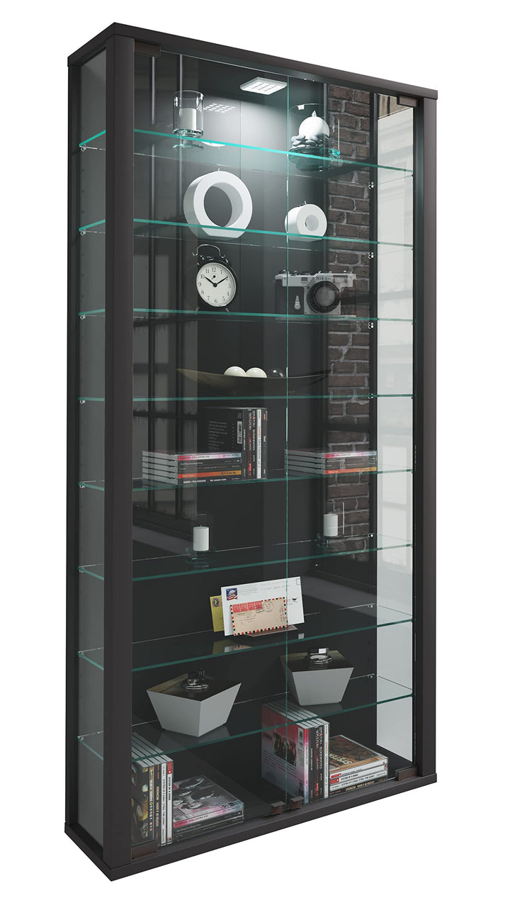 VCM Glasvitrine hängend | Vitrine Glas mit ESG-Sicherheitsglas | Masse: H. 114 x B. 59 x T. 18 cm |